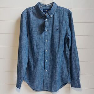Ralph Lauren Boys Size Large (16/18) Chambray Button Down Long Sleeve Shirt NEW!